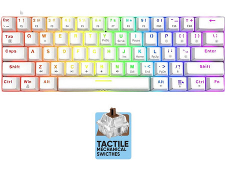 Armaggeddon MKA-1C NEX Μηχανικό Gaming Πληκτρολόγιο 60% με Custom Brown Διακόπτες RGB White