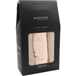 Bamboom Branches Πάνες Αγκαλιάς από Μουσελίνα Εκρού Ροζ 70x70cm 3τμχ