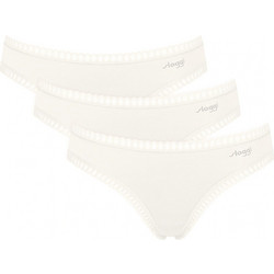 Sloggi Go Crush Mini Βαμβακερά Γυναικεία Slip με Δαντέλα Εκρού 3Pack 10219682-00GZ