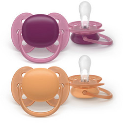 Philips Avent Ultra Soft Ανατομικές Ορθοδοντικές Πιπίλες Σιλικόνης 18m+ Lyserod Orange 2τμχ SCF093/03