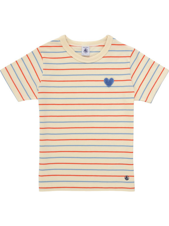 Petit Indi Παιδικό T-Shirt Κοντομάνικο Μπεζ Κόκκινο Γαλάζιο A0CQ4-01