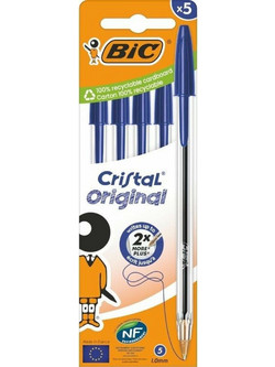 BIC Cristal Original Σετ Στυλό Διαρκείας 1mm Μπλε 5τμχ 516344