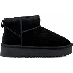 Seven Γυναικεία Μποτάκια Πλατφόρμα Suede Μαύρα με Γούνα V339W5512004
