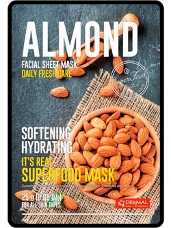 Dermal It's Real Superfood Almond Sheet Μάσκα Προσώπου για Ενυδάτωση με Υαλουρονικό 25gr
