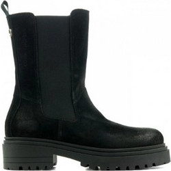 Commanchero Γυναικεία Μποτάκια Chelsea Suede Μαύρα με Χοντρό Χαμηλό Τακούνι 51360-421