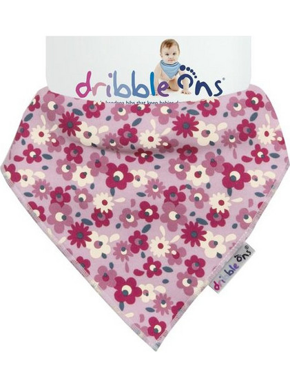 Dribble Ons Floral Σαλιάρα Μπαντάνα Υφασμάτινη με Κουμπί Ροζ