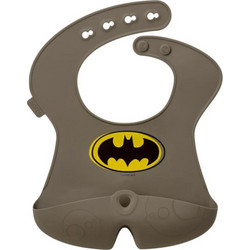 B.Box Batman Αδιάβροχη Σαλιάρα Σιλικόνης με Κουμπί & Τσέπη 4m+ Καφέ