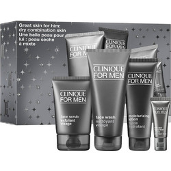 Clinique Great for Him Men Oil Control Face Wash 200ml + Face Scrub 100ml + Moisturizer Gel 100ml + Anti-Age Eye Cream 15ml