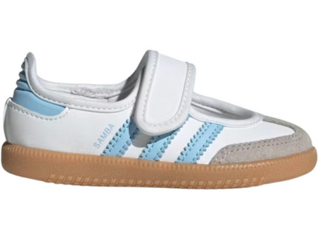 Adidas Originals Inf Samba Παιδικές Μπαλαρίνες Πάνινες Ανατομικές με Σκρατς Λευκές Γαλάζιες JQ9322