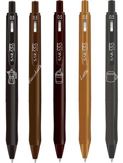 Zebra Sarasa Clip Study With Coffee Σετ Στυλό Gel 0.5mm 5τμχ ZB-81456