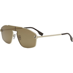 Fendi FE40129U 32E Ανδρικά Γυαλιά Ηλίου Aviator Μεταλλικά Χρυσά με Καφέ Φακό