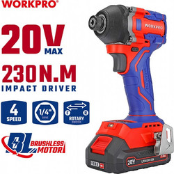 WORKPRO WP390106 WP390106 Παλμικό Κατσαβίδι Μπαταρίας Brushless 20V 1x2Ah