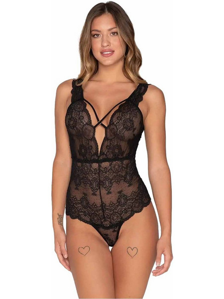 Luna Αμάνικο Γυναικείο Κορμάκι String Μαύρο 84210