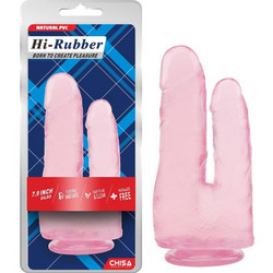 Chisa Novelties Hi-Rubber Διπλό Dildo με Βεντούζα Ροζ