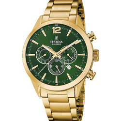 Festina Timeless Ανδρικό Ρολόι Χρονογράφος με Χρυσό Μεταλλικό Μπρασελέ F20633/5