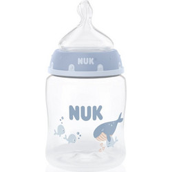 Nuk First Choice+ Πλαστικό Μπιμπερό με Θηλή Σιλικόνης 0+ Μηνών Whale Light Blue 150ml