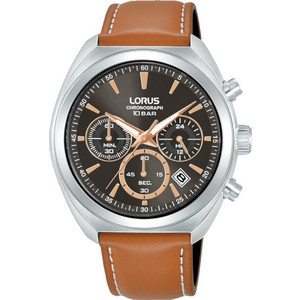 Lorus Ανδρικό Ρολόι Χρονογράφος με Καφέ Δερμάτινο Λουράκι RT387KX9