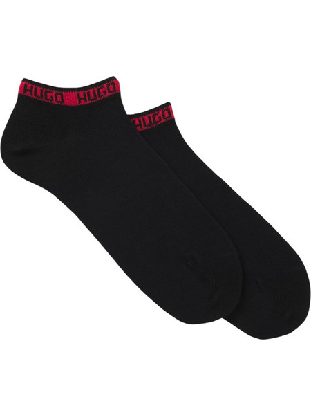 Hugo Boss Ανδρικές Κάλτσες Κοντές με Σχέδια Μαύρες 2Pack 50516394-401
