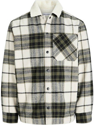 Jack & Jones Ανδρικό Πουκάμισο Καρό Μακρυμάνικο Overshirt Χακί 12278462