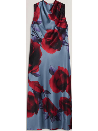 Ted Baker Midi Φόρεμα για Γάμο / Βάπτιση Floral Ντραπέ Μεταξωτό Γαλάζιο 282436