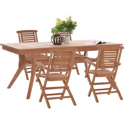 HomeMarkt Wonder Σετ Τραπεζαρία Κήπου Ξύλινο 5τμχ Καφέ HM21290