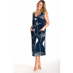 Rima Midi Καλοκαιρινό Καθημερινό Φόρεμα Μεταξωτό Navy Μπλε 396-1-1