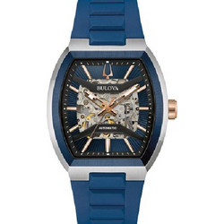 Bulova Maquina Ανδρικό Ρολόι Αυτόματο με Μπλε Καουτσούκ Λουράκι 98A318