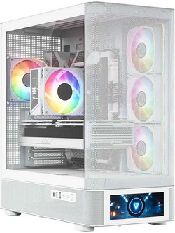 Modecom Volcano AQ500 White Gaming Midi Tower Κουτί Υπολογιστή RGB με Πλαϊνό Παράθυρο