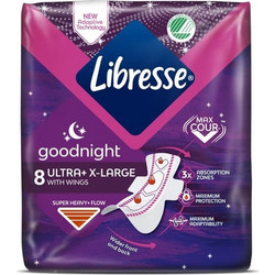 Libresse Goodnight Ultra XLarge Σερβιέτες με Φτερά για Αυξημένη Ροή 8τμχ
