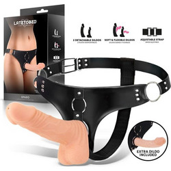 LateToBed Sparo Harness Strap On με Dildo Flesh 2τμχ