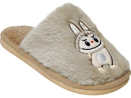 Comfy Labubu Χειμερινές Παιδικές Παντόφλες για Κορίτσι με Γούνα Μπεζ 8093