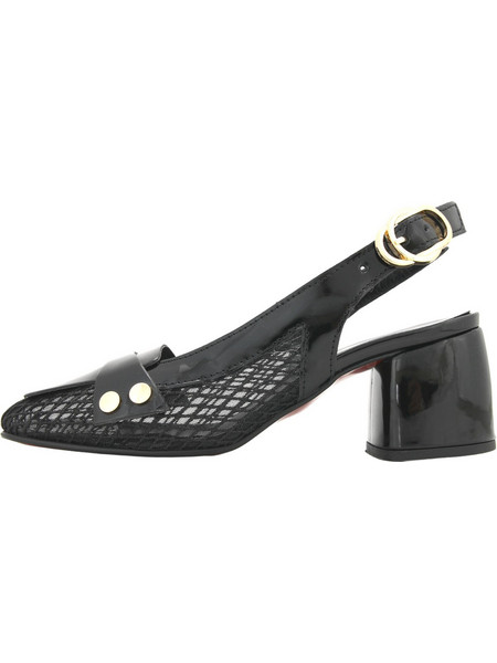 Wall Street Grabel Γόβες Slingback Λουστρίνι με Χοντρό Χαμηλό Τακούνι Μαύρες AM5691.26054.D