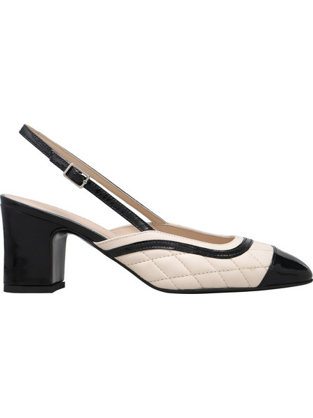 KALOGIROU Elena Γόβες Slingback Δερμάτινες με Χοντρό Χαμηλό Τακούνι Μαύρες Λευκές LEAPAT
