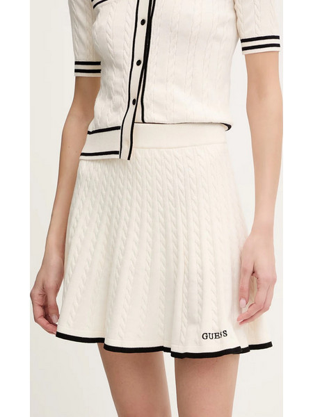 Guess Shari Μίνι Φούστα Πλεκτή Ψηλόμεση Skater Εκρού V6RD07Z4652-G106
