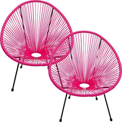 Kare Design Acapulco Πολυθρόνα Κήπου Μεταλλική Ροζ Μαύρη 2τμχ