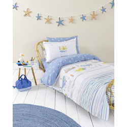 Nima Σετ Παιδικά Σεντόνια Μονά Βαμβακερά 170x255 Sea Adventure White Light Blue 3τμχ