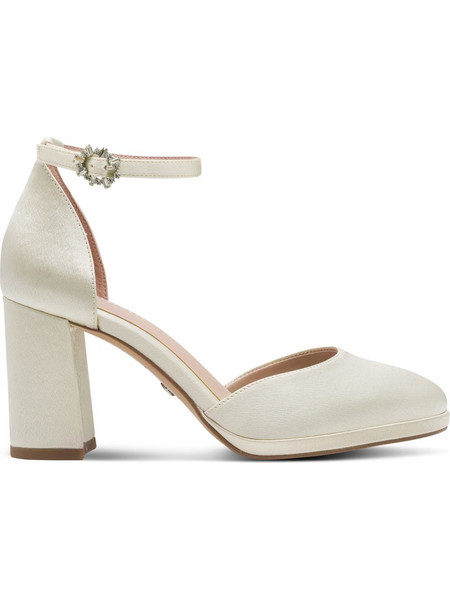 Tamaris Γόβες Suede με Χοντρό Ψηλό Τακούνι Λουράκι & Φιάπα Εκρού 1-22463-45-229