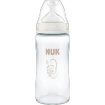 Nuk First Choice+ Γυάλινο Μπιμπερό με Θηλή Σιλικόνης κατά των Κολικών 3+ Μηνών Seahorse Transparent 240ml