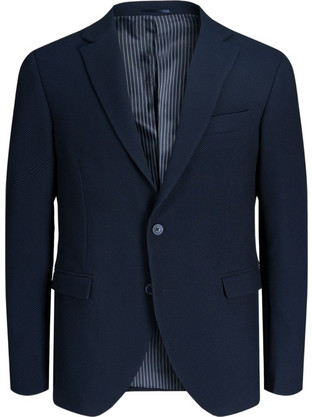 Jack & Jones Χειμερινό Ανδρικό Σακάκι Υφασμάτινο με Κανονική Εφαρμογή Navy Μπλε 12295793