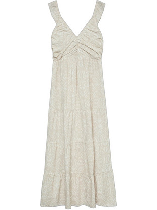 Vero Moda Midi Καλοκαιρινό Καθημερινό Φόρεμα Εκρού 10341603