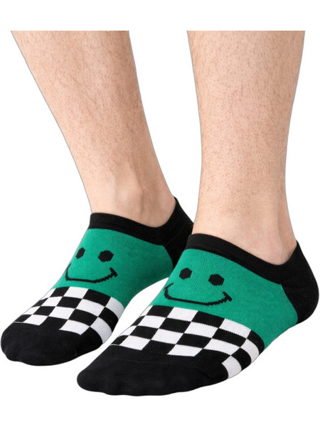 Modernity Smiley & Checker Ανδρικές Κάλτσες Σοσόνια με Σχέδια Πράσινες MDM07