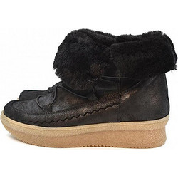 Kanna Γυναικεία Μποτάκια Suede Μαύρα με Γούνα 18KI8852