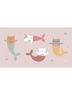 Monneka Mermaid Cats Παιδική Πετσέτα Θαλάσσης Microfiber Ροζ 90x160cm