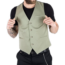 Stefan Καλοκαιρινό Ανδρικό Γιλέκο Casual με Κανονική Εφαρμογή Χακί 4026