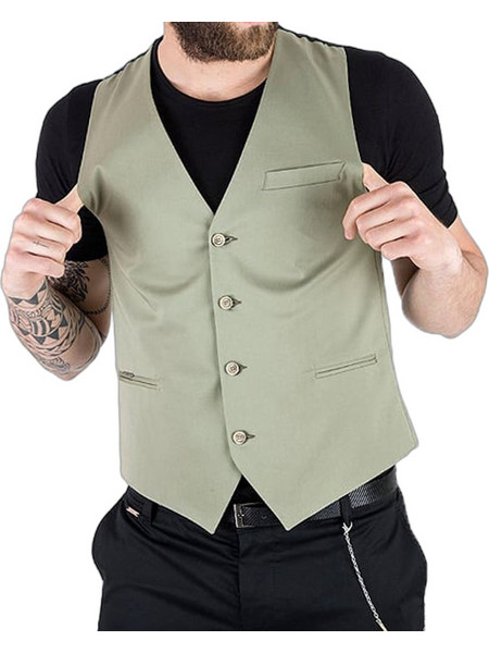 Stefan Καλοκαιρινό Ανδρικό Γιλέκο Casual με Κανονική Εφαρμογή Χακί 4026