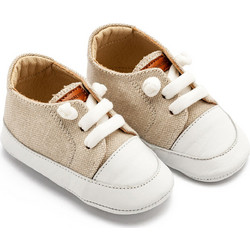 Babywalker Βαπτιστικά Sneakers Αγκαλιάς για Αγόρι Δερμάτινα Μπεζ MI1131