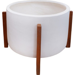 HomeMarkt Hoff Γλάστρα Εξωτερικού Χώρου Στρογγυλή Fiber Cement Λευκή 50x35cm HM4682.02L