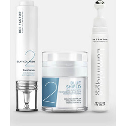 Bee Factor Hydra Restore Silky Collagen Face Serum 30ml + Moisturizing & Blue Light Protection Cream 50ml + Luminique Essence 5 Advanced Eye Cream 15ml