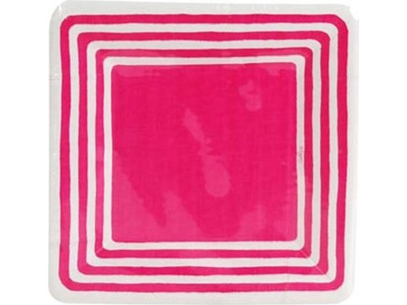 Caspari Stripe Border Fuchsia Πιάτο Γλυκού Πορσελάνης Τετράγωνο 17.8x17.8cm 9001SP