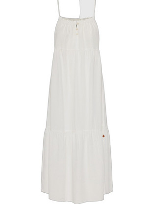 Funky Buddha Maxi Καλοκαιρινό Καθημερινό Φόρεμα Λευκό FBL013-142-13